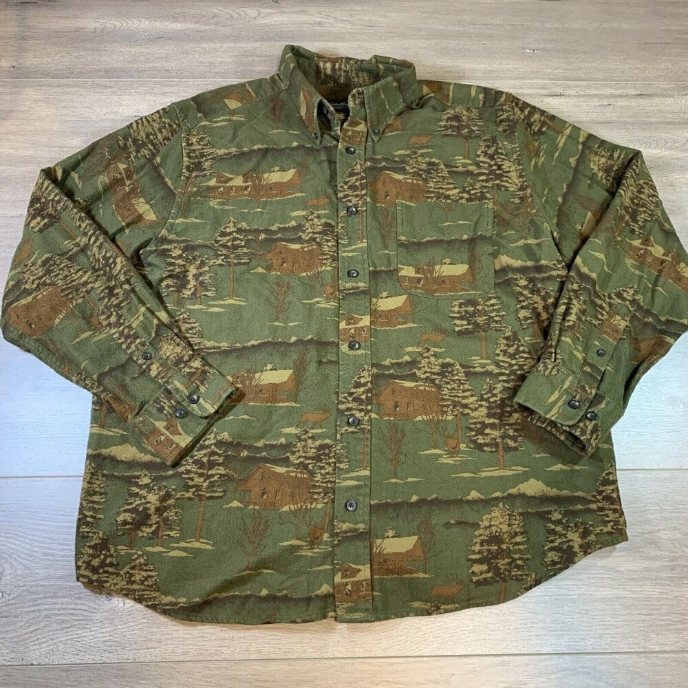 Eddie Bauer Flannel Relaxed Fit Cabin Print All Over Long Sleeve Men’s Large